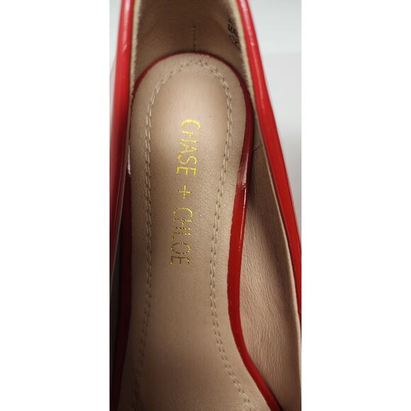 Chase & Chloe LALA-4 Faux Patent Leather Red Pump Heel Shoes Size 7M - Picture 6 of 13